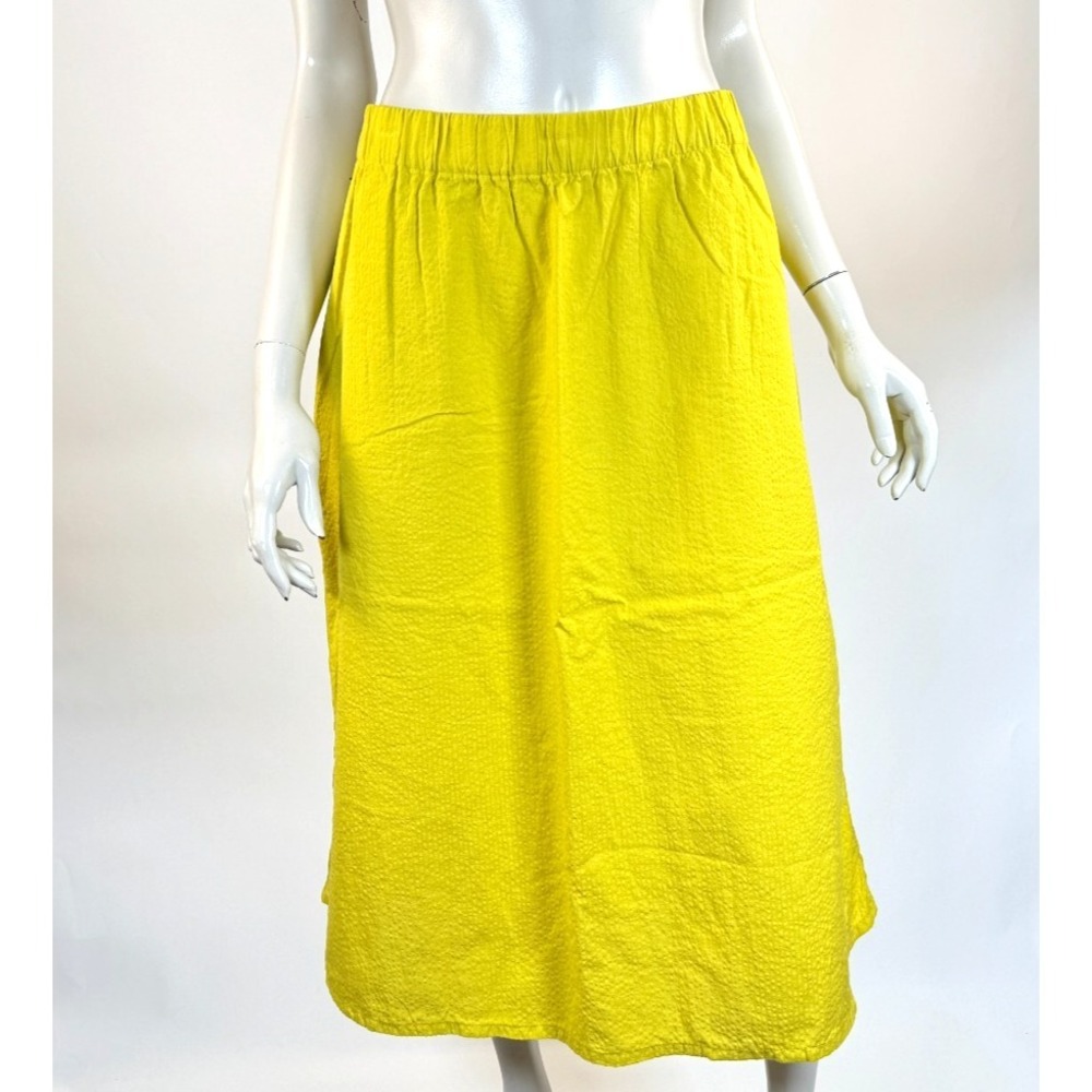 Eileen Fisher Organic Cotton Ripple Pocket Skirt Women L EUC‎ $178 Elastic waist